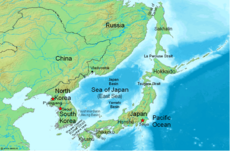 Map showing the location of the Sea of Japan (East Sea).