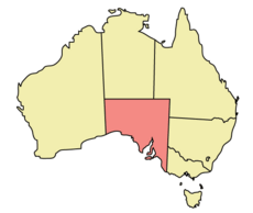 Map of Australia with  South Australia highlighted