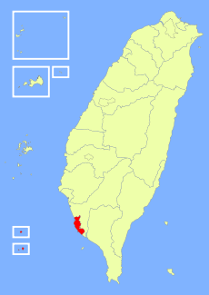 Kaohsiung City shown within the Taiwan islands