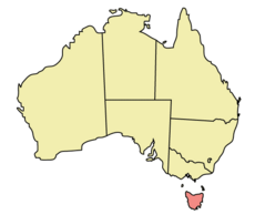 Map of Australia with  Tasmania highlighted