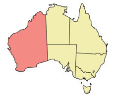 Map of Australia with  Western Australia highlighted