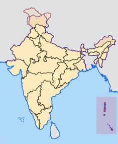 Map indicating the location of Andaman andNicobar Islands