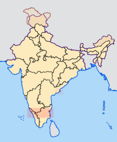 Map indicating the location of புதுச்சேரி పాండిచెర్రి  പുതുശ്ശേരി  Territoire de PondichéryUnion Territory of Pondicherry