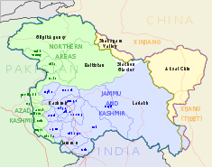 Map indicating the location of Jammu and Kashmir