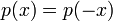 p(x)=p(-x)