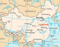 Location of Zhengzhou