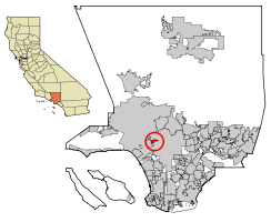 Location of West Hollywood in Los Angeles County, California