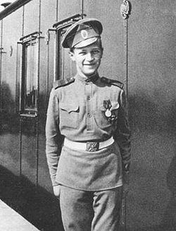 Tsarevich Alexei as a lance corporal in the Russian Army, 1917