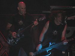 Scott Ian and Frank Bello performing as part of Anthrax in 2005