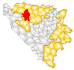 Location of Banja Luka within Bosnia and Herzegovina.