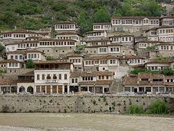 Berat old town and river Osum