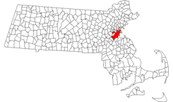 Location in Suffolk County in Massachusetts, USA