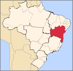 Location of State of Bahia in Brazil