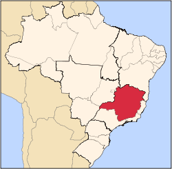 Location of State of Minas Gerais in Brazil