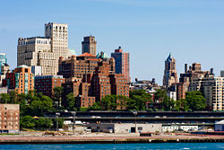 View of Brooklyn Heights from South Street Seaport.