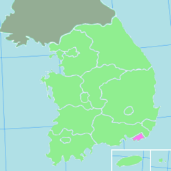 Map of South Korea with Busan highlighted