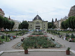 The square in front of the Chernivtsi Theatre.