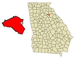 Location in Clarke County and the state of Georgia