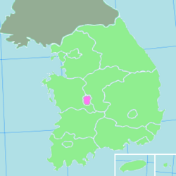 Map of South Korea with Daejeon highlighted