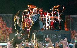 Disturbed performing at Sweden Rock Festival, 2008.