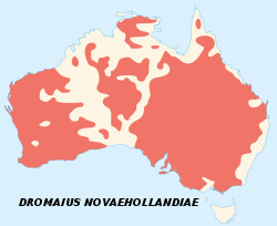 The Emu has been recorded in the areas shown in pink.