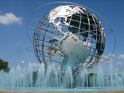 The Unisphere, unofficial symbol of Queens, is twelve stories high and made completely out of stainless steel