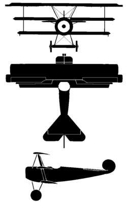 Orthographically projected diagram of the Fokker Dr.1