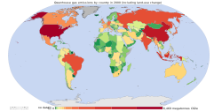 Per country greenhouse gas emissions in 2000, including land-use change.