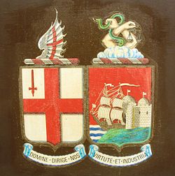 Coat-of-arms of the Great Western Railway,incorporating the shields ofthe cities of London (left) and Bristol (right)