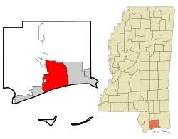 Location of Gulfport in the State of Mississippi