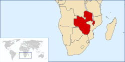 Location of Rhodesia and Nyasaland