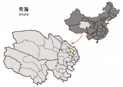 Location of Xining Prefecture within Qinghai (China).png