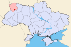 Map of Ukraine with Lutsk highlighted.