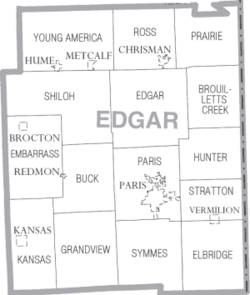 Map of Edgar County, Illinois.