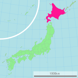 Map of Japan with Hokkaidō highlighted