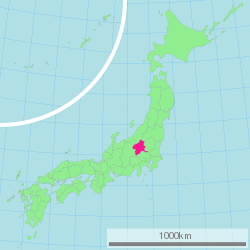 Map of Japan with Gunma highlighted