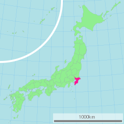 Map of Japan with Chiba highlighted