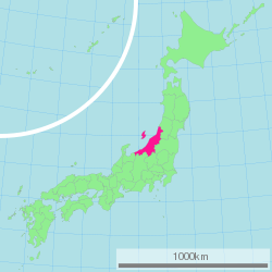 Map of Japan with Niigata highlighted