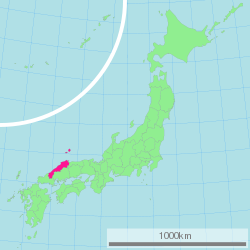 Map of Japan with Shimane highlighted