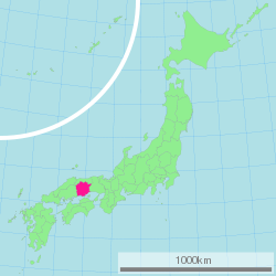 Map of Japan with Okayama highlighted