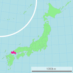 Map of Japan with Yamaguchi highlighted