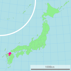 Map of Japan with Fukuoka highlighted