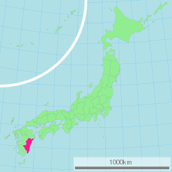 Map of Japan with Miyazaki highlighted