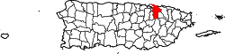 Location of San Juan within the island of Puerto Rico