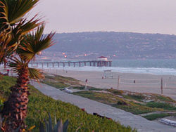 Manhattan Beach Pier, Palos Verdes Peninsula in background