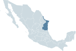 Location of Tamaulipas within mexico