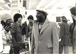 Blues artist Muddy Waters at the opening of Peaches Records & Tapes in Rockville, MD