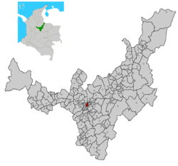 Location of the town and municipality of Tunja in Boyacá Department.