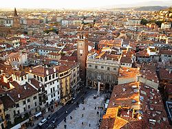 A view of Verona from the top of the Lamberti tower.