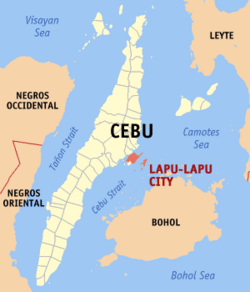 Map of Cebu showing the location of Lapu-Lapu.